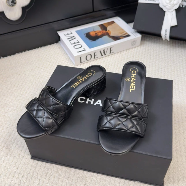 CC 25C Mule Sandal 45mm Open Heel Black Lambskin 233496