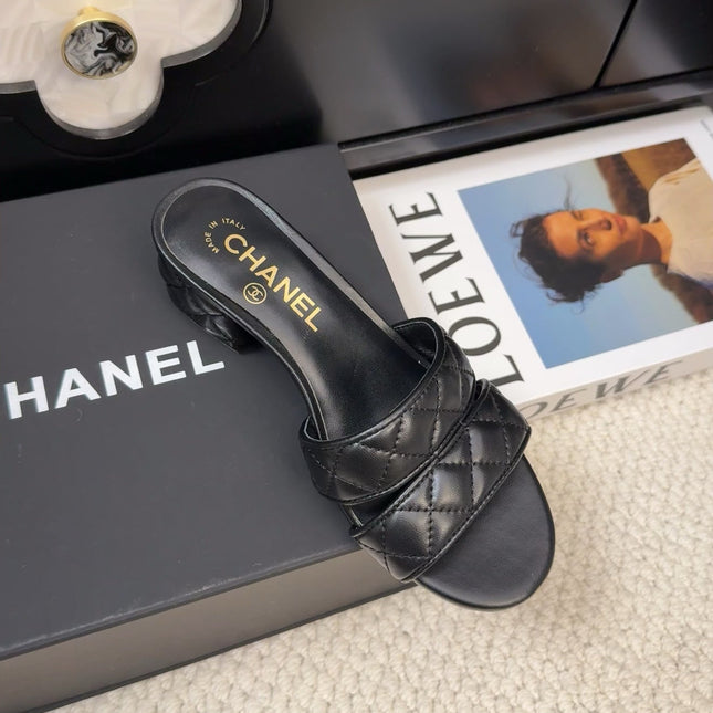 CC 25C Mule Sandal 45mm Open Heel Black Lambskin 233496