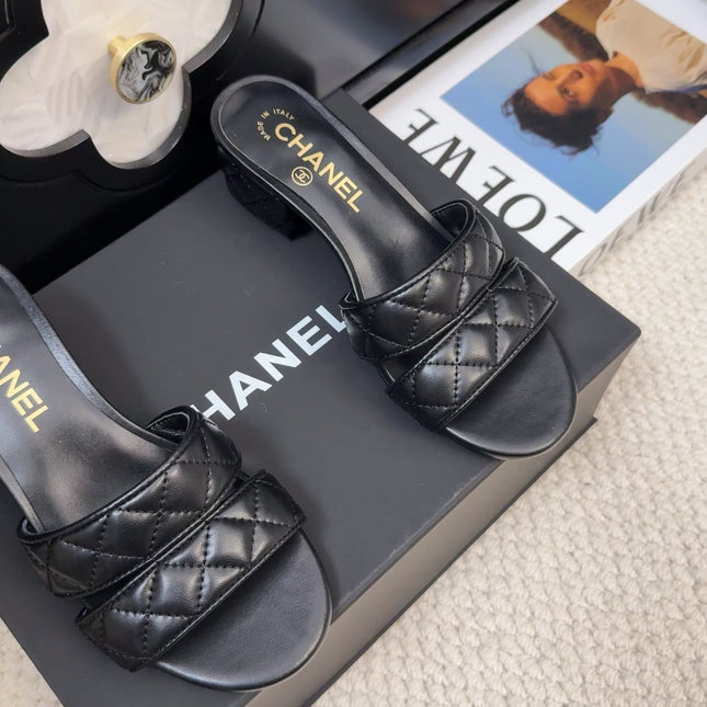 CC 25C Mule Sandal 45mm Open Heel Black Lambskin 233496