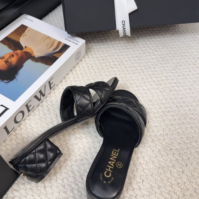 CC 25C Mule Sandal 45mm Open Heel Black Lambskin 233496