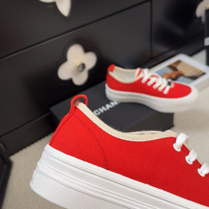 TRAINERS SHOES IN ORANGE RED FABRIC