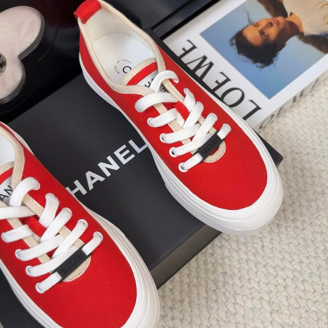 TRAINERS SHOES IN ORANGE RED FABRIC