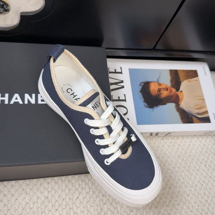 TRAINERS SHOES IN NAVY BLUE FABRIC