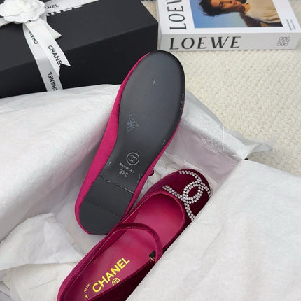 MARY JANE SHOES IN JAM PURPLE VELVET WITH CRYSTALS LOGO