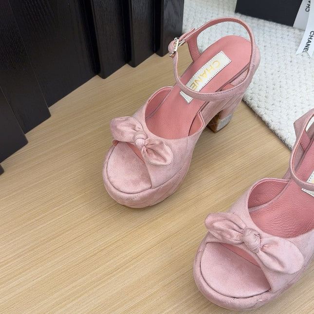 HIGH 12 CM PLATFORM SANDALS IN BLUSH PINK SUEDE
