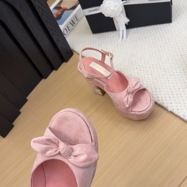 HIGH 12 CM PLATFORM SANDALS IN BLUSH PINK SUEDE