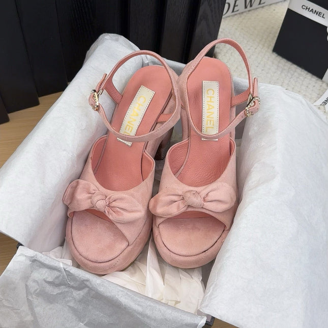 HIGH 12 CM PLATFORM SANDALS IN BLUSH PINK SUEDE
