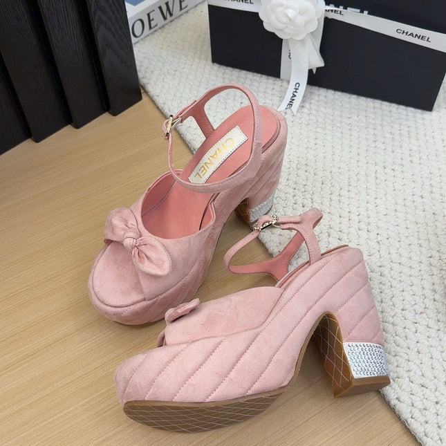 HIGH 12 CM PLATFORM SANDALS IN BLUSH PINK SUEDE