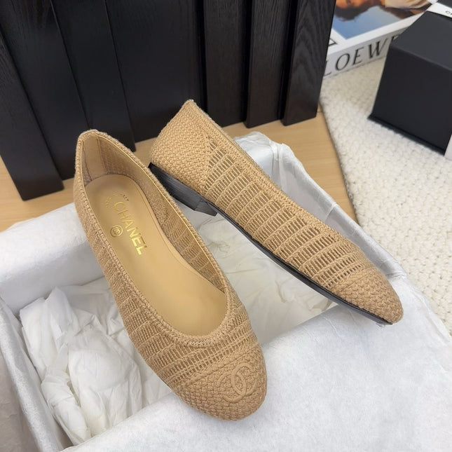 CC 25 Ballet Flat Beige Raffia