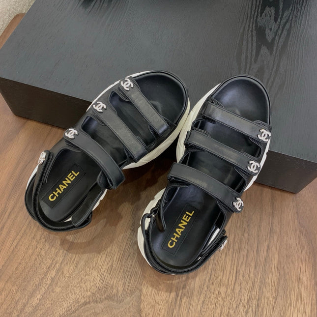 SANDAL 25S LOGO IN BLACK LAMBSKIN