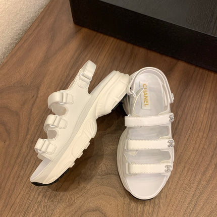 SANDAL 25S LOGO IN WHITE LAMBSKIN