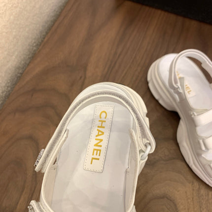 SANDAL 25S LOGO IN WHITE LAMBSKIN