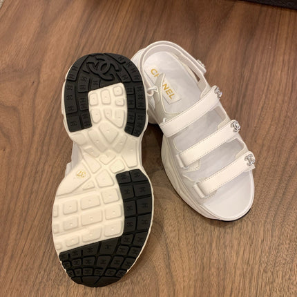 SANDAL 25S LOGO IN WHITE LAMBSKIN