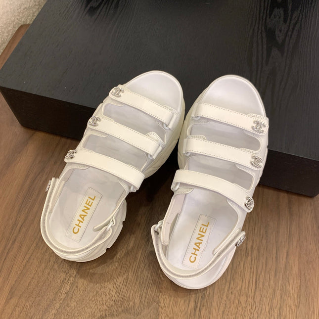 SANDAL 25S LOGO IN WHITE LAMBSKIN