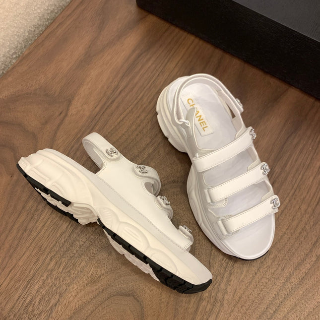 SANDAL 25S LOGO IN WHITE LAMBSKIN