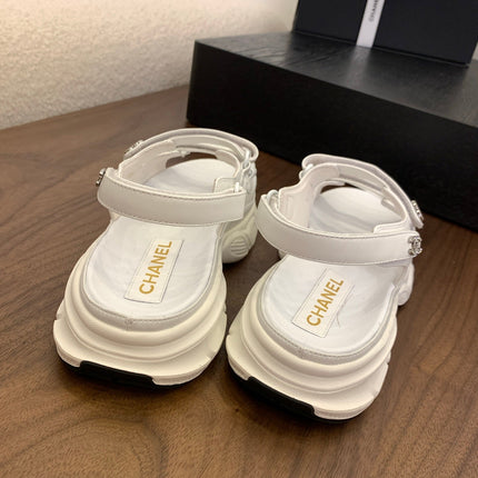 SANDAL 25S LOGO IN WHITE LAMBSKIN