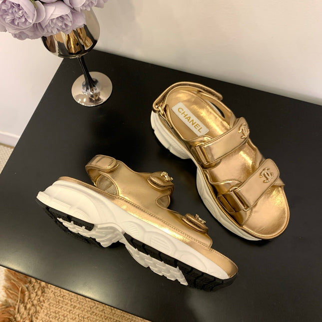 SANDAL 25S IN GLITTER GOLDEN LAMBSKIN