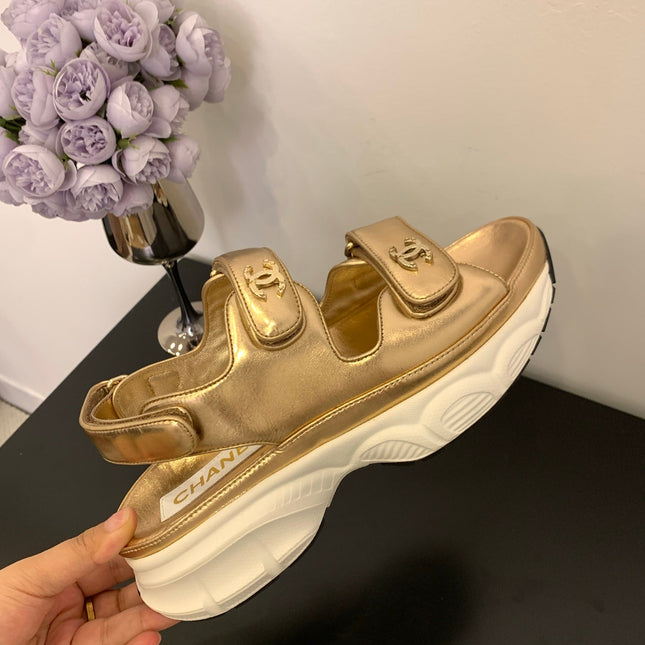 SANDAL 25S IN GLITTER GOLDEN LAMBSKIN