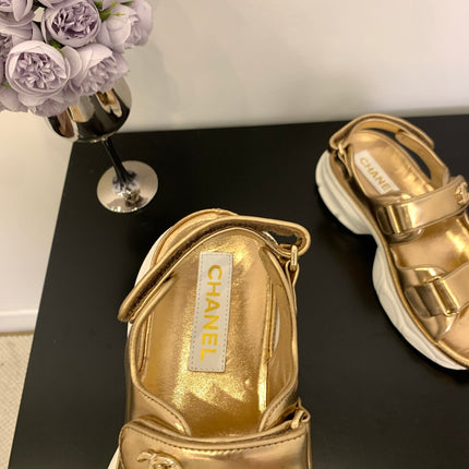 SANDAL 25S IN GLITTER GOLDEN LAMBSKIN
