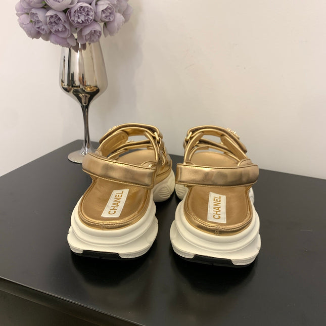 SANDAL 25S IN GLITTER GOLDEN LAMBSKIN