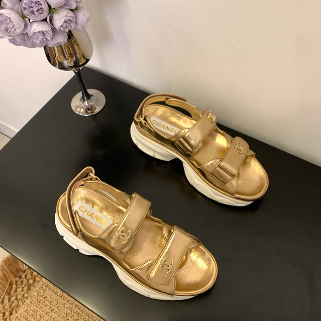 SANDAL 25S IN GLITTER GOLDEN LAMBSKIN
