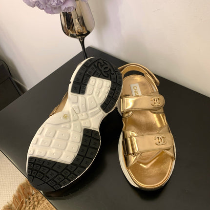 SANDAL 25S IN GLITTER GOLDEN LAMBSKIN