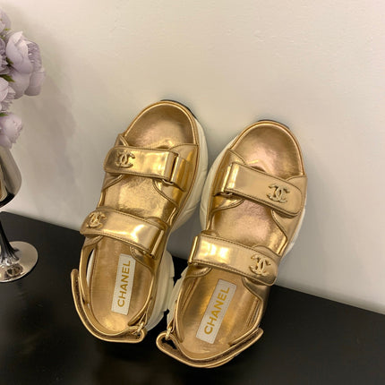 SANDAL 25S IN GLITTER GOLDEN LAMBSKIN
