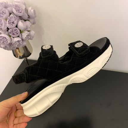 SANDAL 25S IN BLACK SUEDUE FABRIC