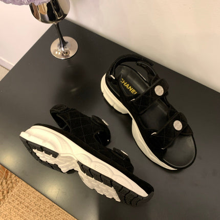 SANDAL 25S IN BLACK SUEDUE FABRIC