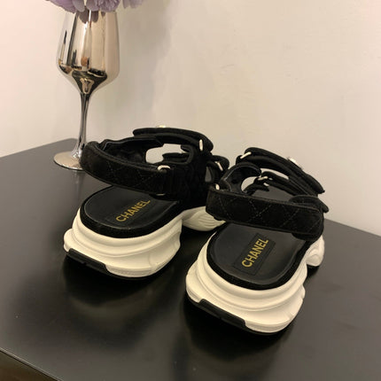 SANDAL 25S IN BLACK SUEDUE FABRIC