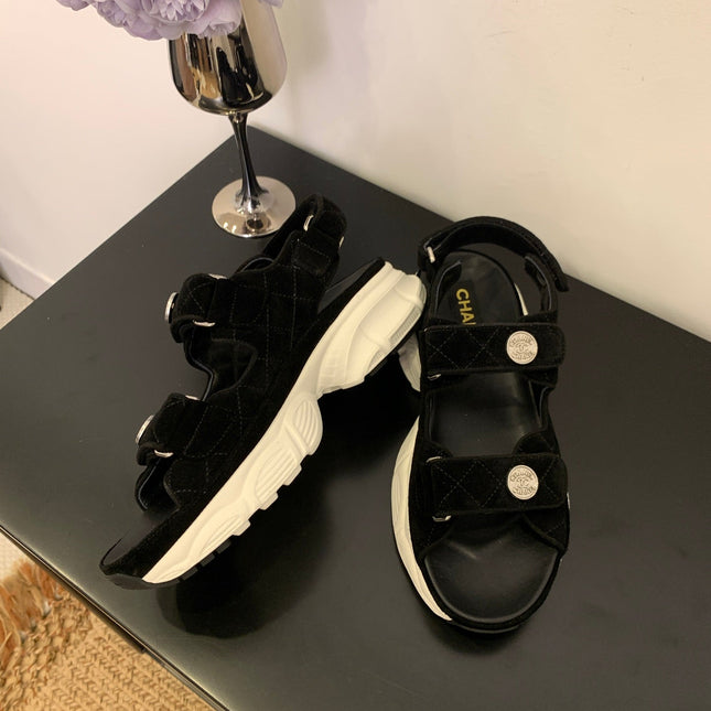 SANDAL 25S IN BLACK SUEDUE FABRIC