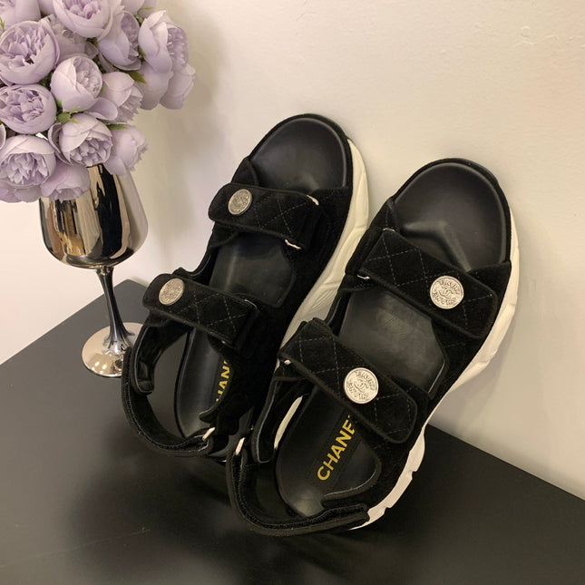 SANDAL 25S IN BLACK SUEDUE FABRIC