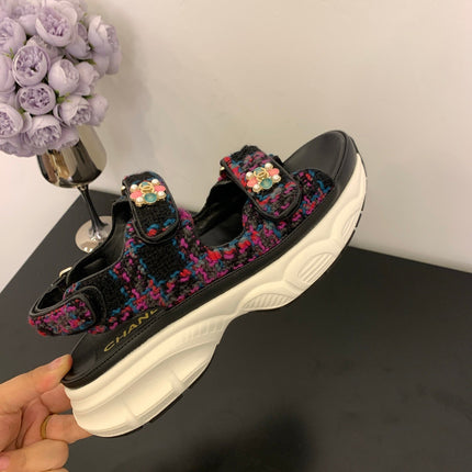 SANDAL 25S IN COLOR FULL TWEED WITH LAMBSKIN