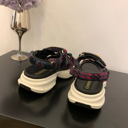 SANDAL 25S IN COLOR FULL TWEED WITH LAMBSKIN