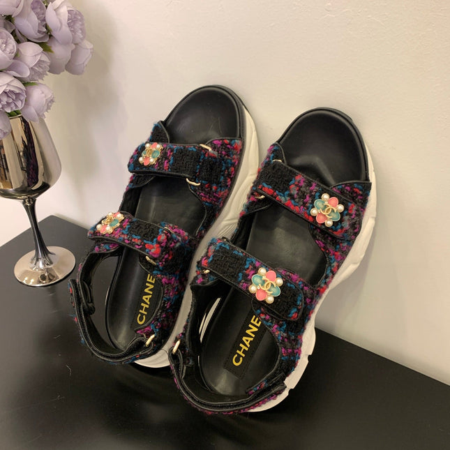 SANDAL 25S IN COLOR FULL TWEED WITH LAMBSKIN