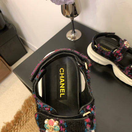 SANDAL 25S IN COLOR FULL TWEED WITH LAMBSKIN