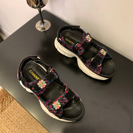 SANDAL 25S IN COLOR FULL TWEED WITH LAMBSKIN