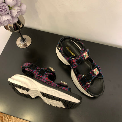 SANDAL 25S IN COLOR FULL TWEED WITH LAMBSKIN