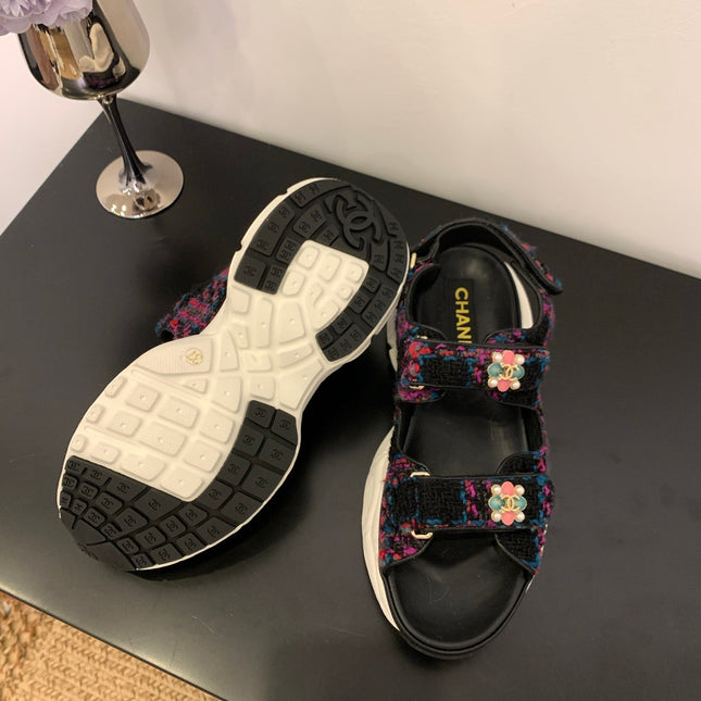 SANDAL 25S IN COLOR FULL TWEED WITH LAMBSKIN