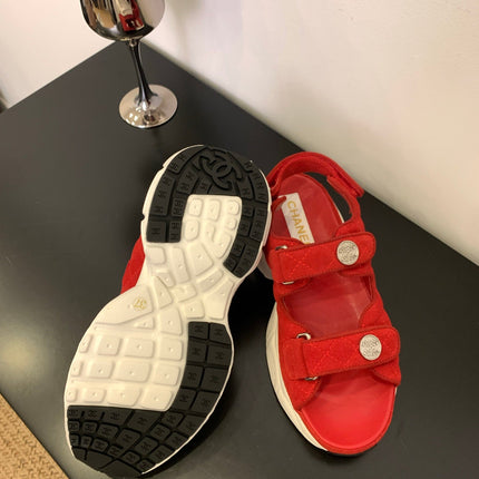 SANDAL 25S IN RED SUEDUE FABRIC