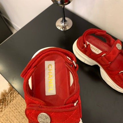 SANDAL 25S IN RED SUEDUE FABRIC