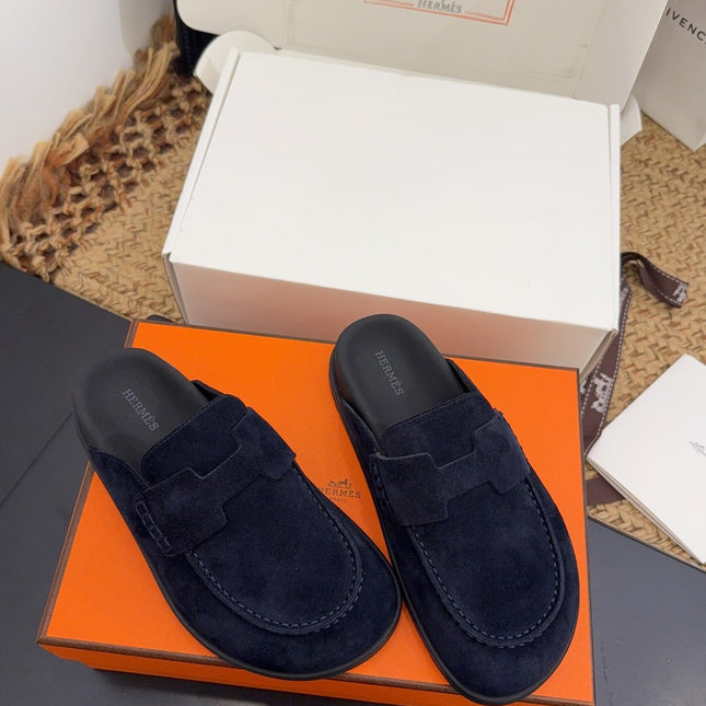 HM 25S MULE IN DARK SLATE BLUE SUEDE