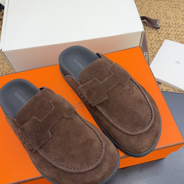 HM 25S MULE IN DARK BROWN SUEDE