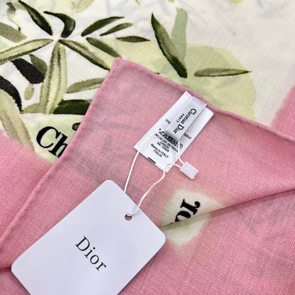 DIOR REVERSIBLE SCARF 140 CM IN CREAM WHITE MIX PINK WOOL-SILK FABRIC 735875