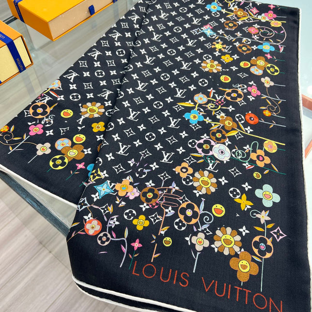 LV SCARF 135 CM IN WOOL MIX SILK 715459