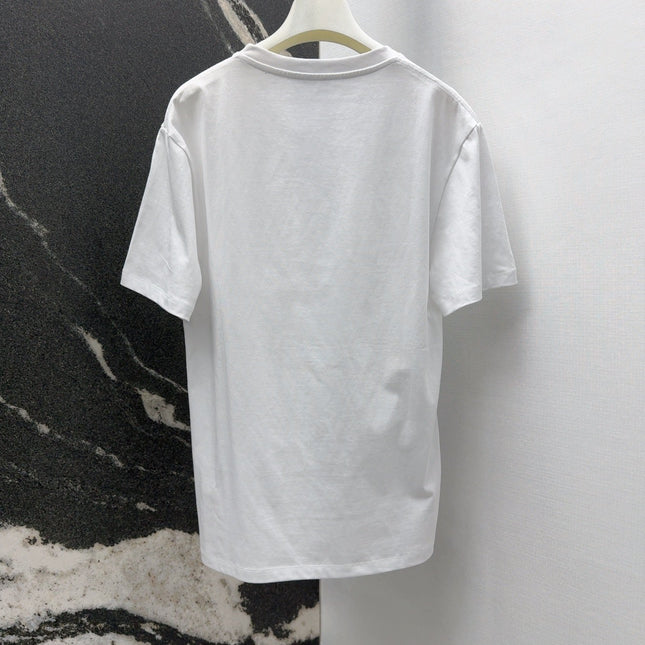 Loewe Octopus Print Embroidered Short-sleeved T-shirt White Cotton