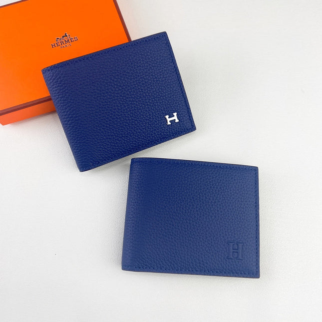 HM SILK’IN MEN’S SHORT WALLET 11.5 COBALT GRAINED CALFSKIN