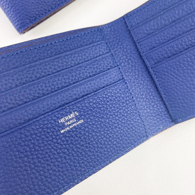 HM SILK’IN MEN’S SHORT WALLET 11.5 COBALT GRAINED CALFSKIN