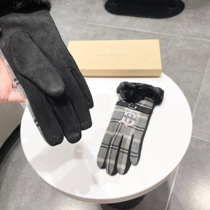 GLOVES IN BLACK WOOL AND RABBIT FUR 129715