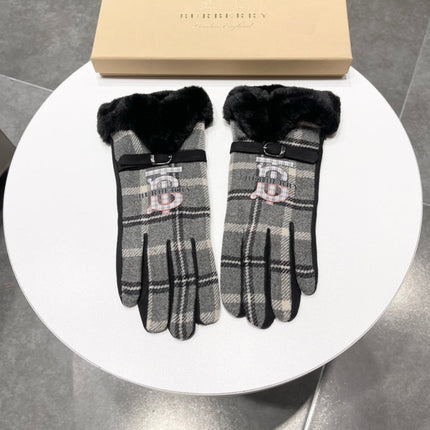 GLOVES IN BLACK WOOL AND RABBIT FUR 129715